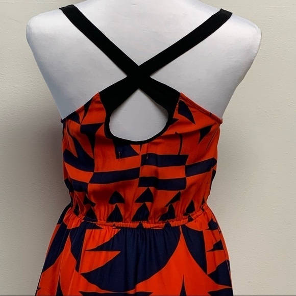 Anthropologie | Silence + Noise | Size XS | Red/Navy Sleeveless Geometric Dress - Picture 7 of 12
